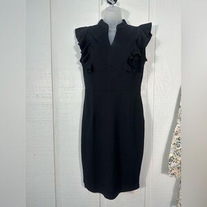Knitee Black Cap Sleeve Dress Size Large EUC